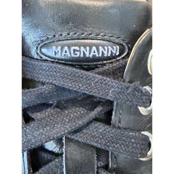 Magnanni Pueblo Black Leather Sneakers Men’s Size 10 Lace Up Tan Lining Dots main image 4